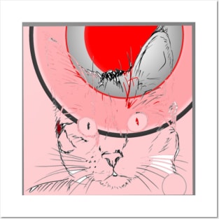 ART PINK CAT Posters and Art